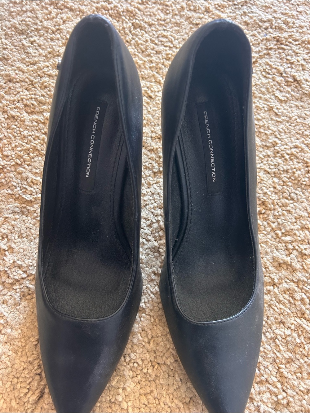 French Connection Black Classic Pointed-Toe Heels